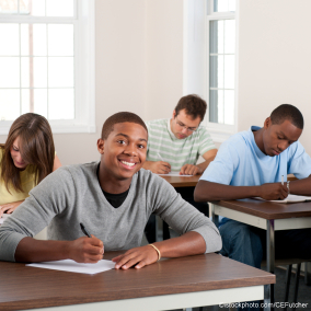 Student writing essay